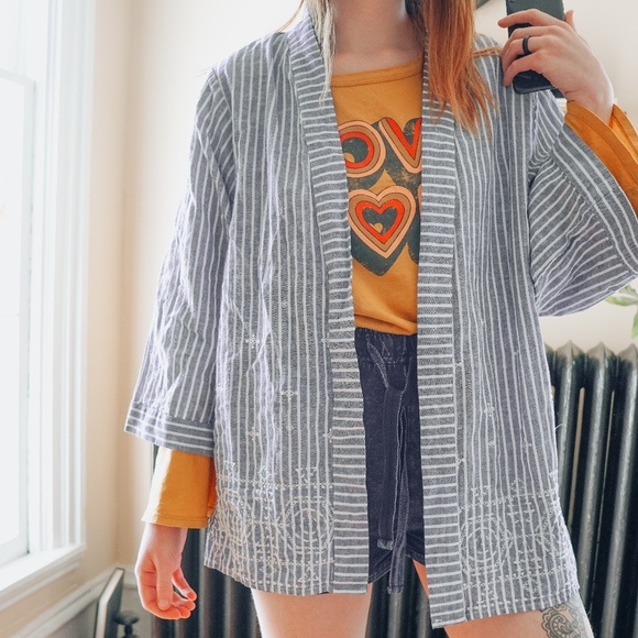 Symple Other - Simple NYC Linen Striped kimono